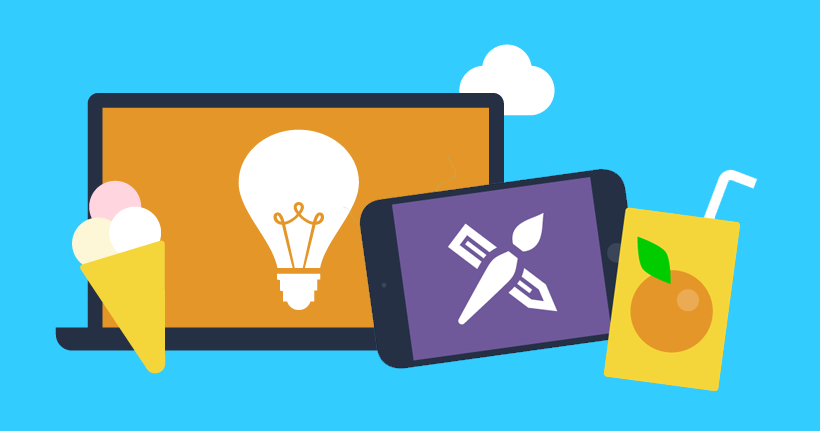 A laptop and tablet surrounded by summer treats.